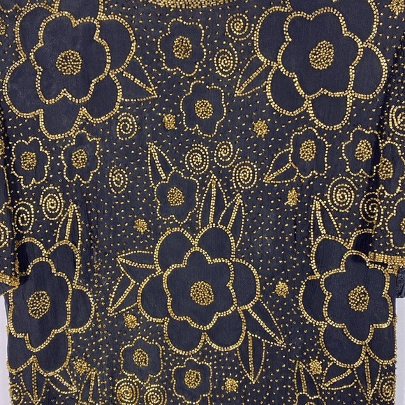Leslie Fay Evenings beaded silk blouse size 12 - Picture 6 of 12